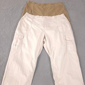 LOT OF 2 Old Navy Pants Womens 3X‎ Tan Silver Grey OG Chino Cargo Straight Leg
